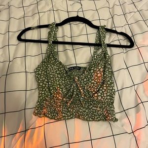 Green and White cropped top